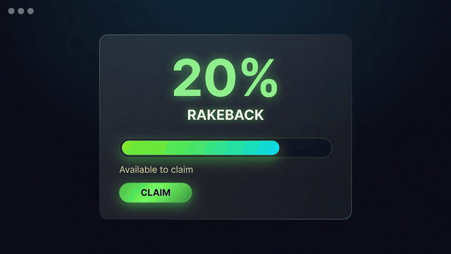 Animación del 20% de rakeback disponible para reclamar